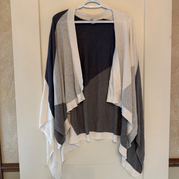 Lululemon OS Colorblock Open Front Poncho With Ribbed Trim Viscose Blend Lightwe - Picture 2 of 5